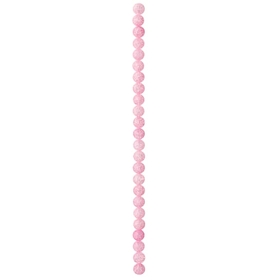 12 Pack: Pink Crackled Quartz Round Beads, 8mm by Bead Landing™